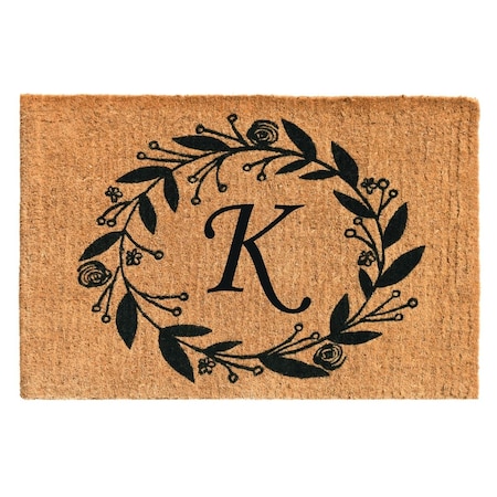 Configuracion 24 x 36 x 1.5 in. Black Rose Rectangular Doormat Natural - Letter K CO3366354